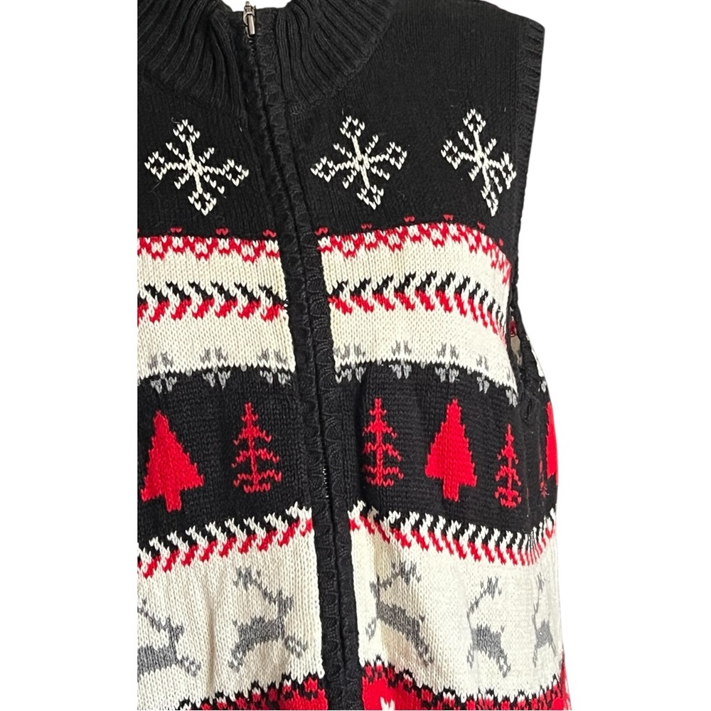 VTG. Christmas Reindeer,Snowflake Zipper front Vest. Size L. - Picture 4 of 8